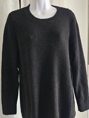 MARKET & SPRUCE  Jackson Crew Neck Waffle Texture Sweater Black Size 1X NWT